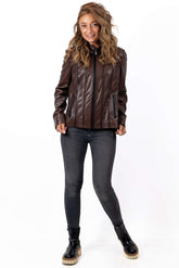 Women's leather jacket Bagryana Brown